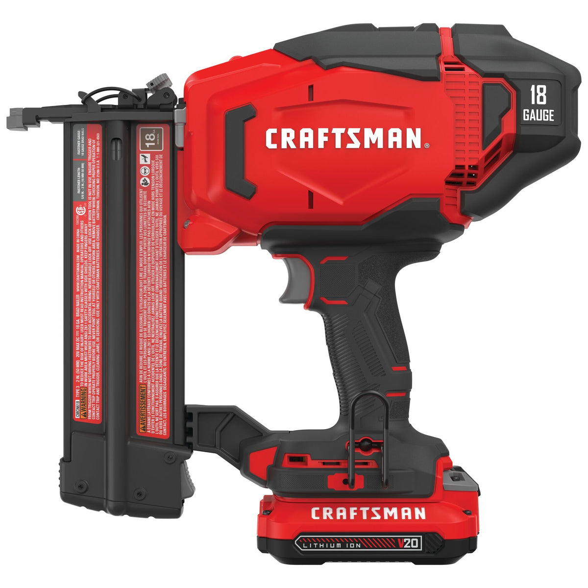 Craftsman V20 brad nailer with tool-free depth control for quick setup
