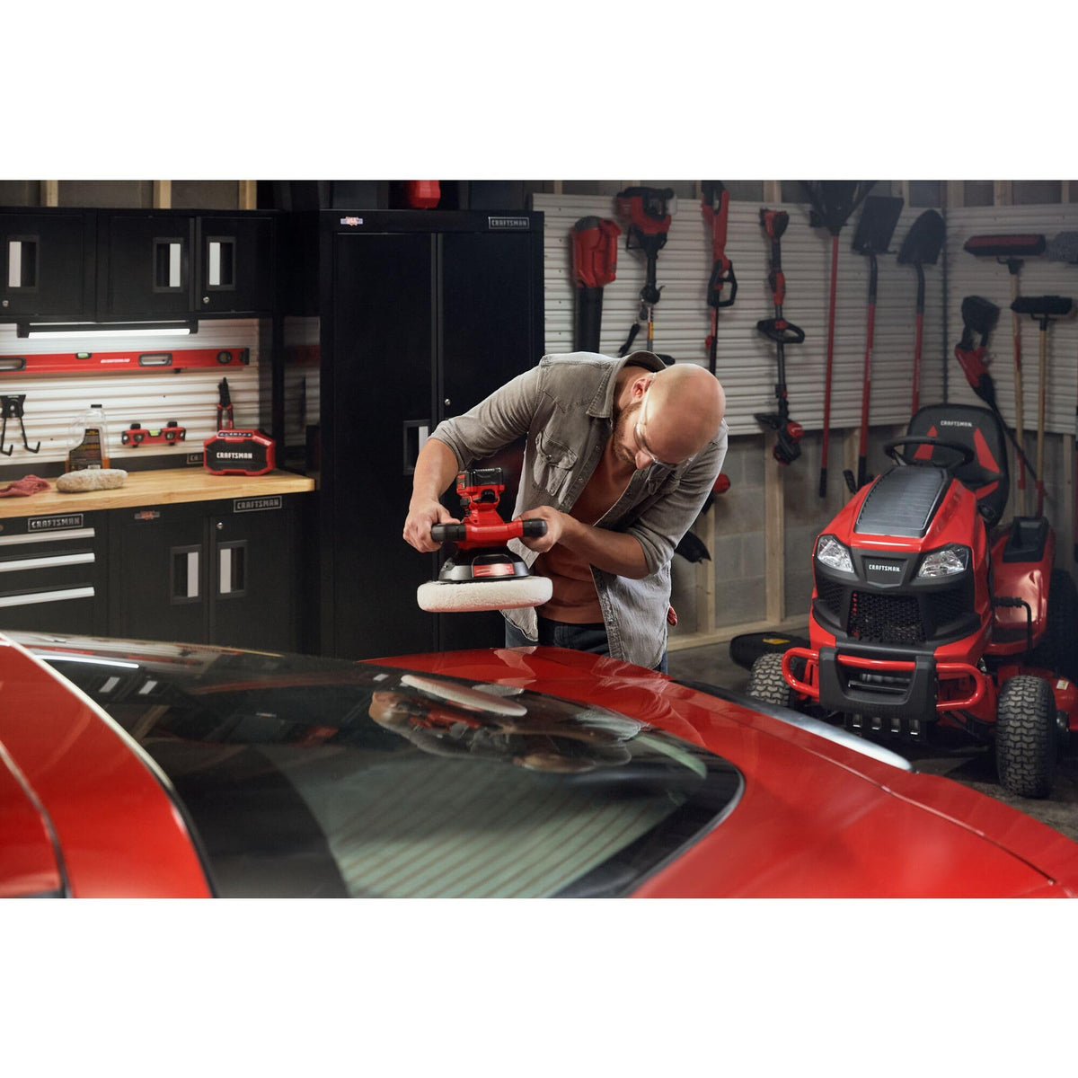 CRAFTSMAN V20 buffer polisher bare tool offers flexible setup with existing batteries.
