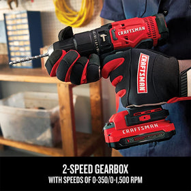 Craftsman V20 high-performance motor delivers power for heavy-duty material work.