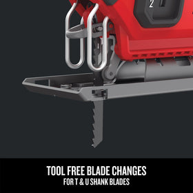 CRAFTSMAN V20 jig saw dust blower maintains a clear cut line.