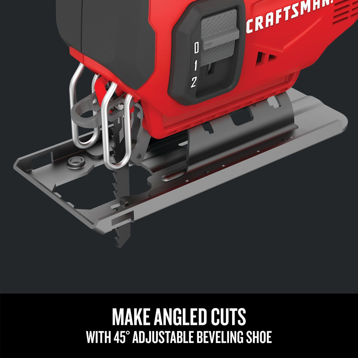 CRAFTSMAN V20 jig saw supports T and U blades for versatility.