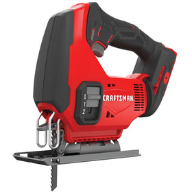 CRAFTSMAN V20 cordless jig saw top view shows compact design for confined workspaces.