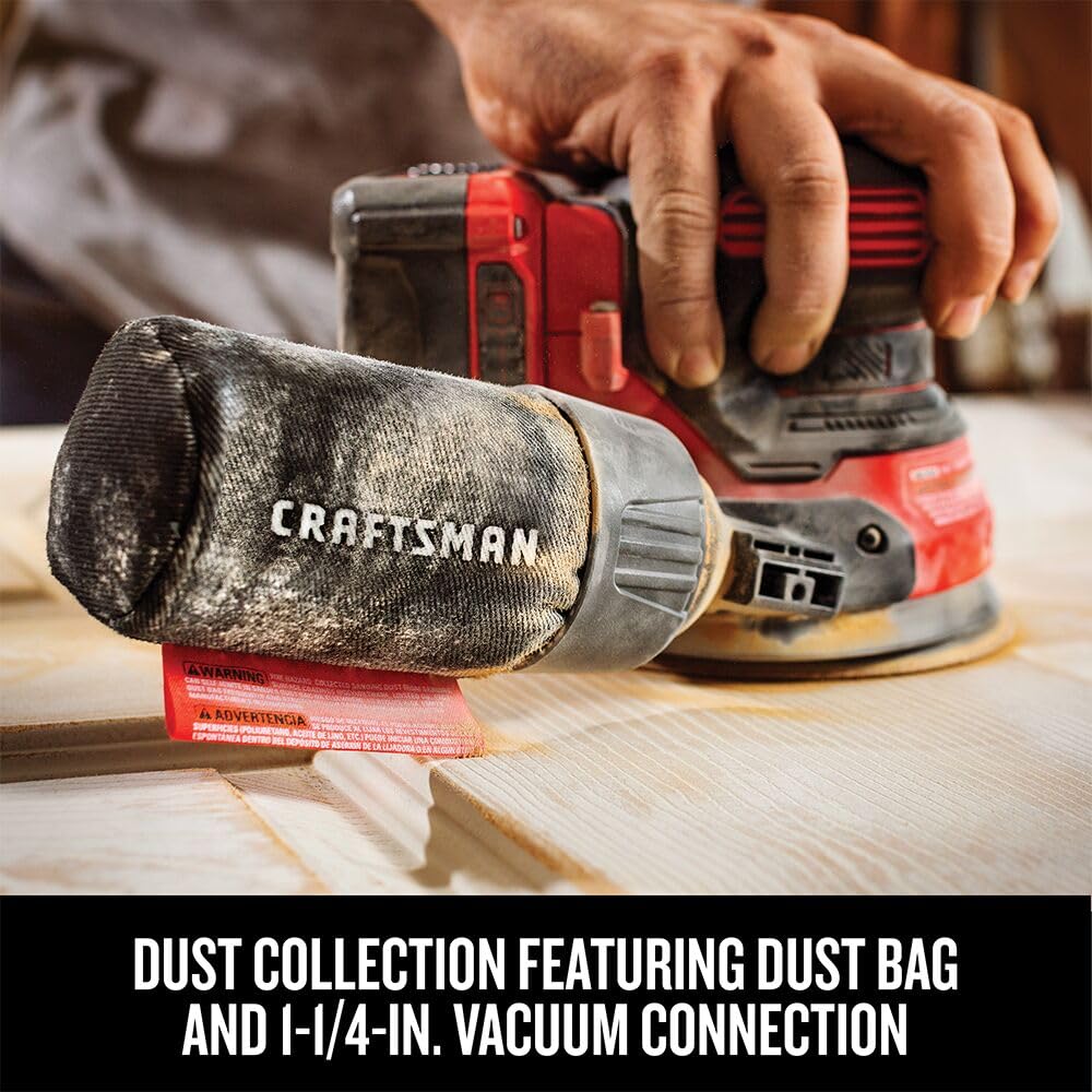 CRAFTSMAN V20 includes 60/80/120 grit papers for immediate sanding tasks.