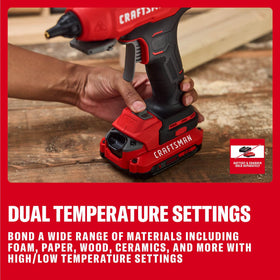 Craftsman V20 glue gun motorized trigger reducing hand fatigue during use