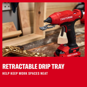 Craftsman V20 retractable dip tray keeps workspace clean during projects