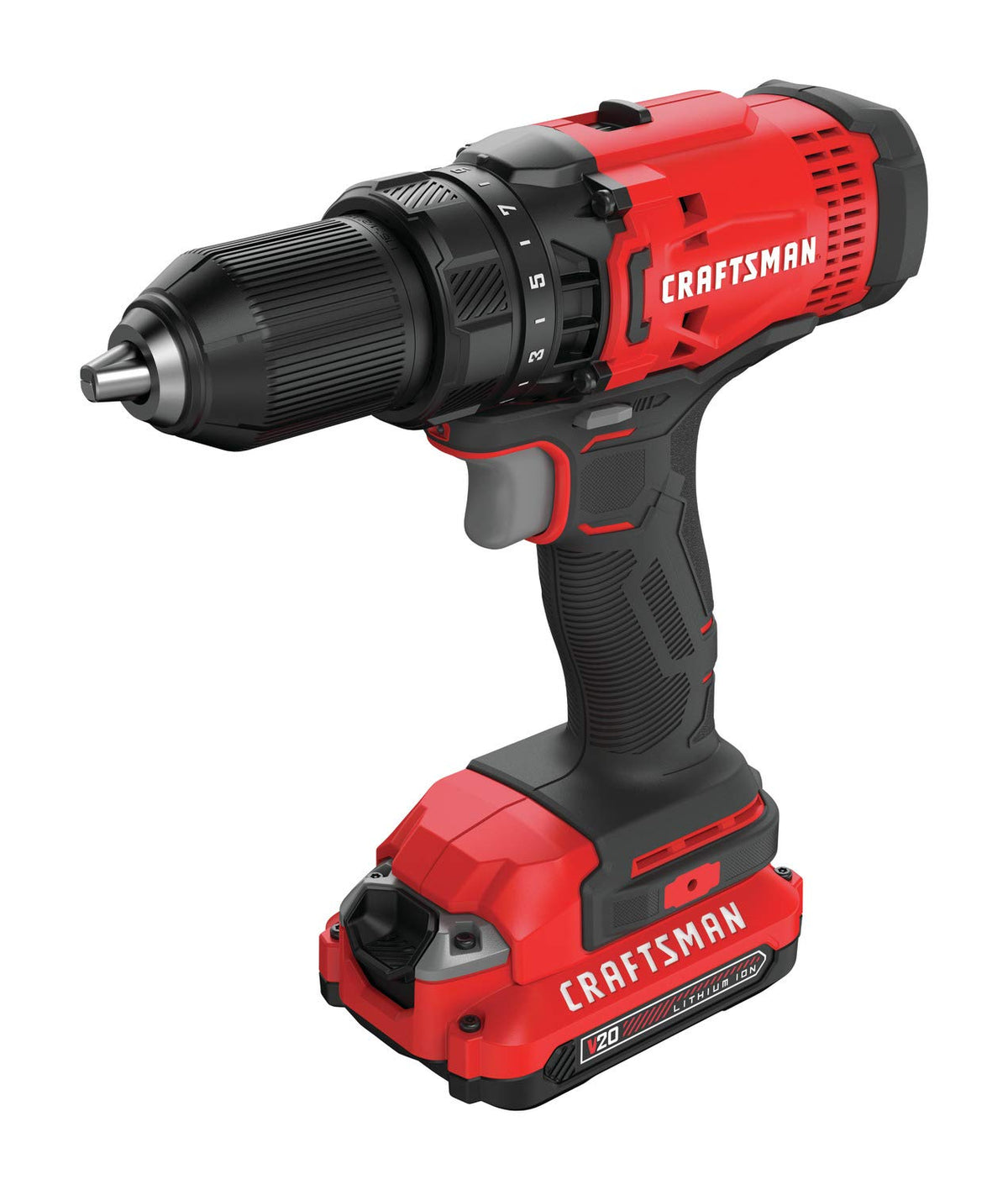 CRAFTSMAN V20 kit shown with battery and charger ready to go.