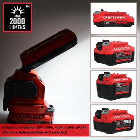 CRAFTSMAN V20 LED work light cordless design for mobility.