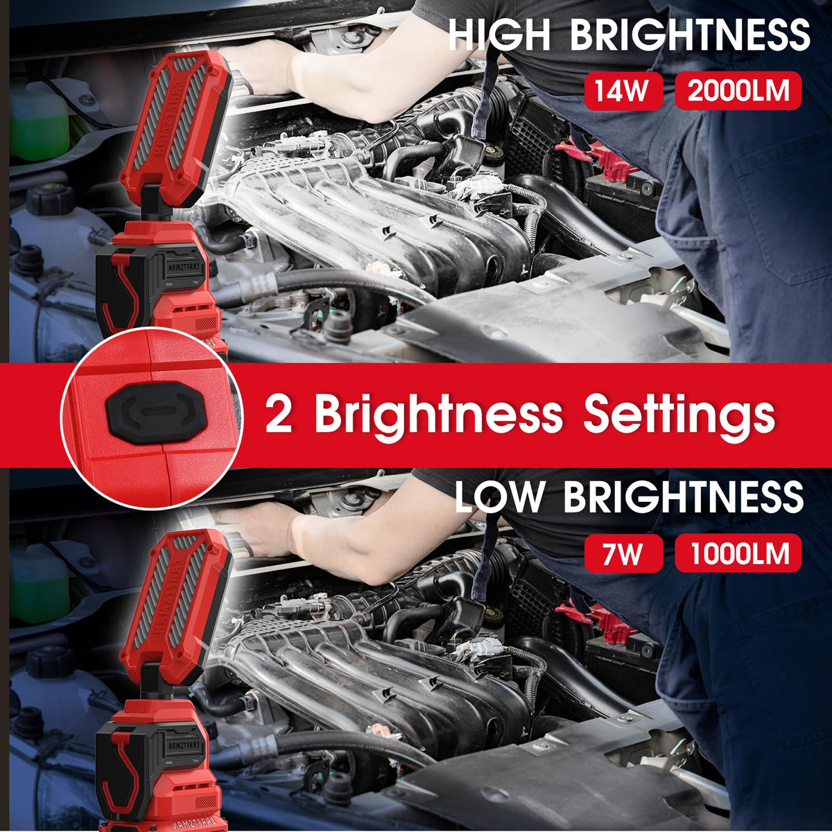 CRAFTSMAN V20 LED work light heat dissipation fins in action.