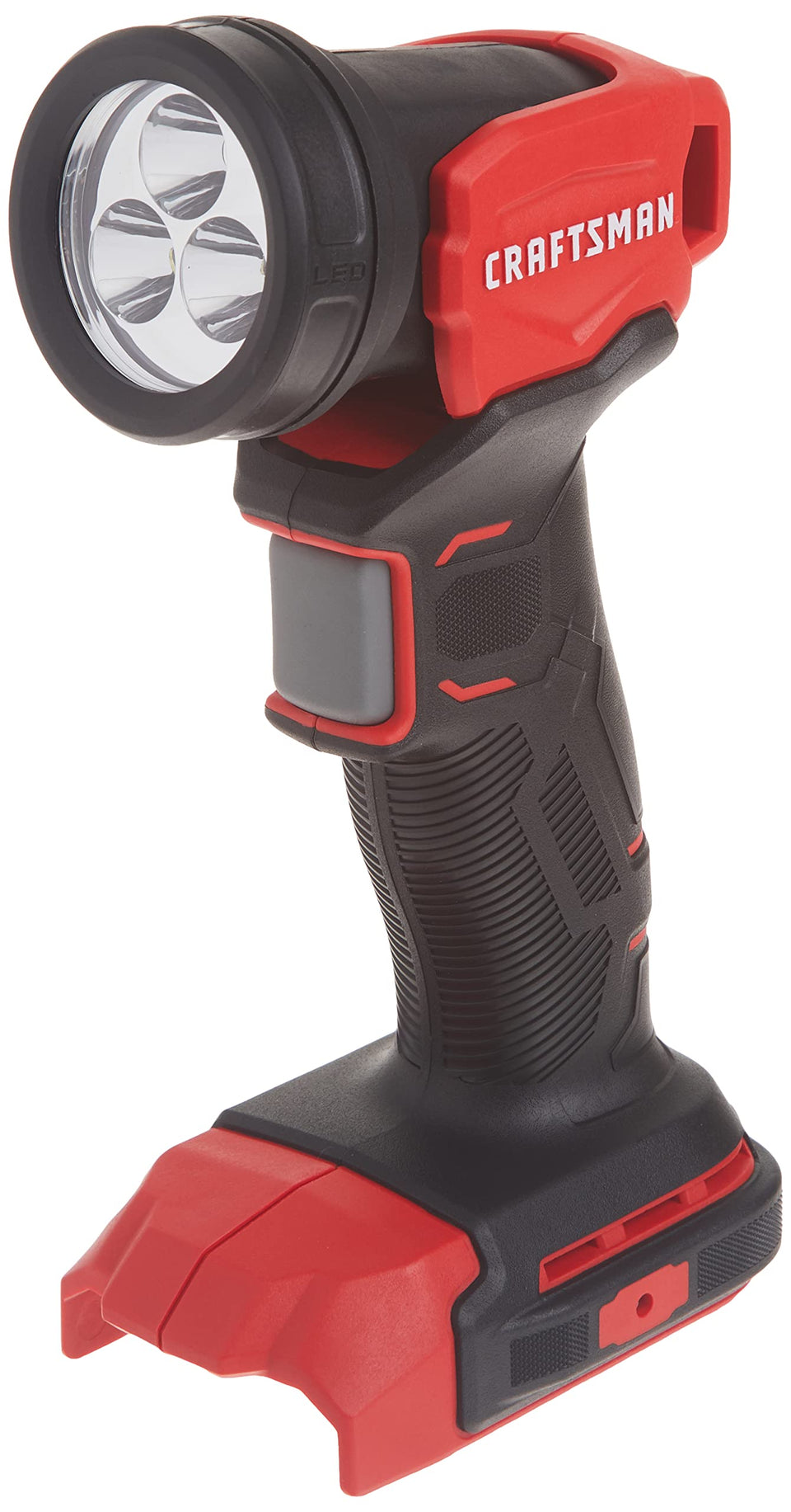 Craftsman V20 LED work light pivot head demonstrates adjustable beam for hard-to-reach areas.