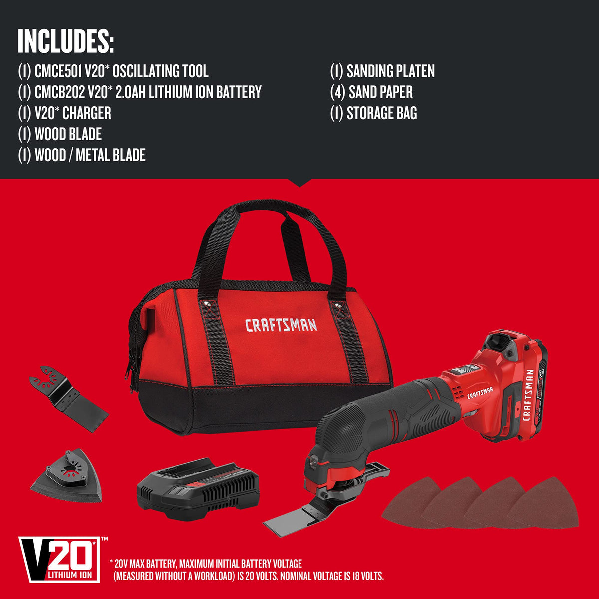CRAFTSMAN V20 cordless tool kit charging battery and charger