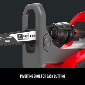 CRAFTSMAN V20 reciprocating saw with tool-free blade release for quick changes.