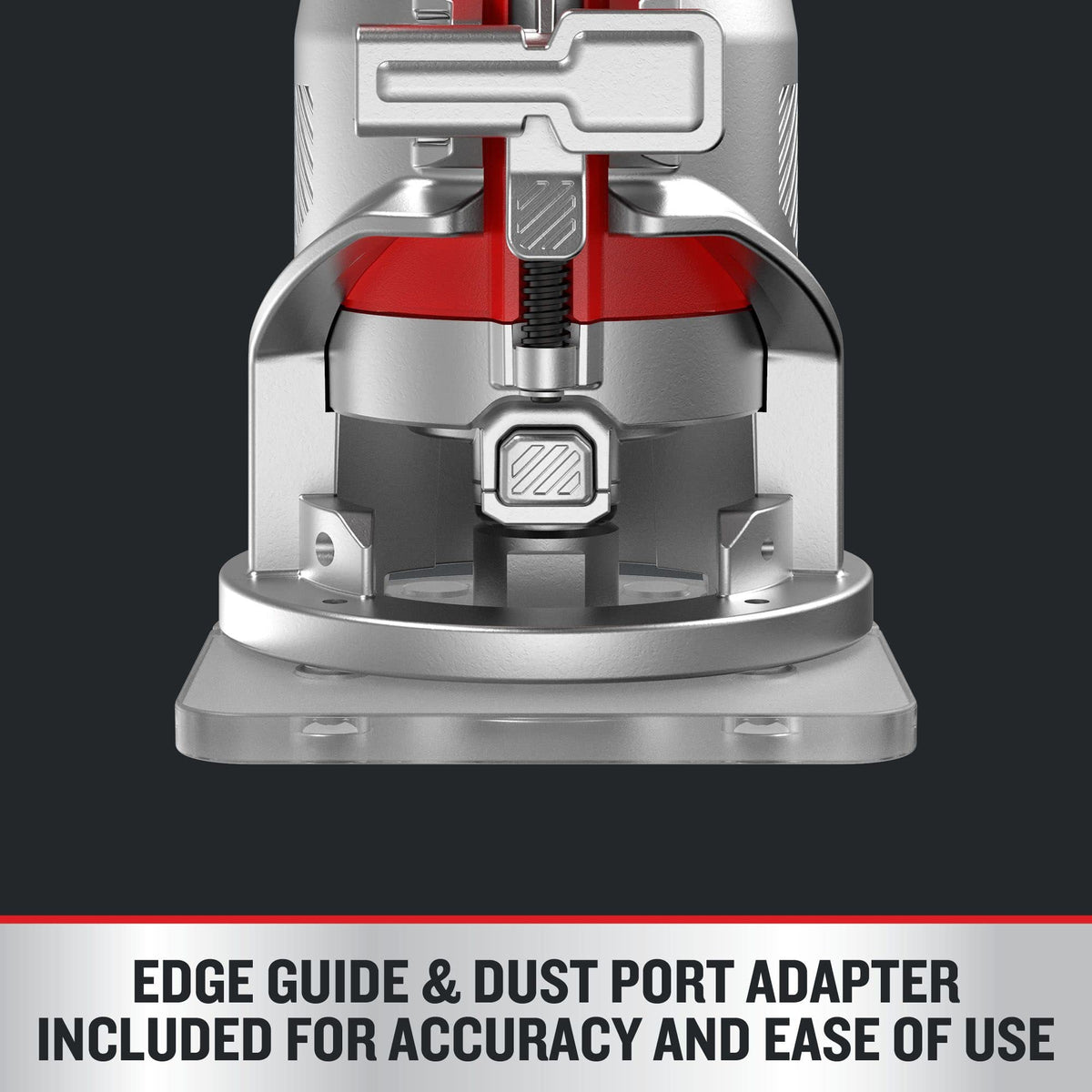 CRAFTSMAN V20 router dust port adapter keeps workspace clean.