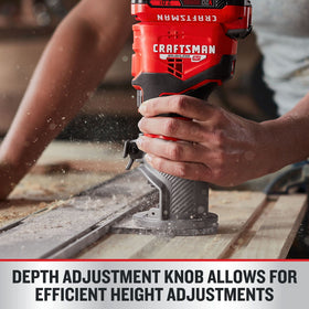 CRAFTSMAN V20 router edge guide ensures straight, precise routes.