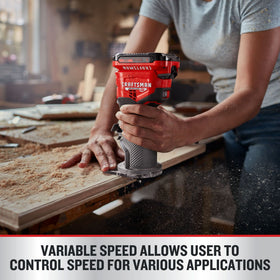 CRAFTSMAN V20 router LED light brightens the work area.