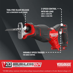 CRAFTSMAN V20 RP with brushless motor delivering powerful performance.