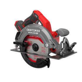 CRAFTSMAN V20 RP cordless circular saw shoe stabilizes cuts for precise framing.