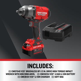 CRAFTSMAN V20 RP impact wrench with LED light for dark spaces.