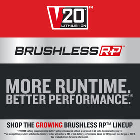 CRAFTSMAN V20 RP stamped aluminum shoe boosts durability and precision.