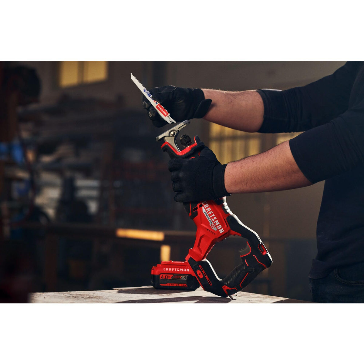 CRAFTSMAN V20 RP tool-free blade release speeds up blade changes.