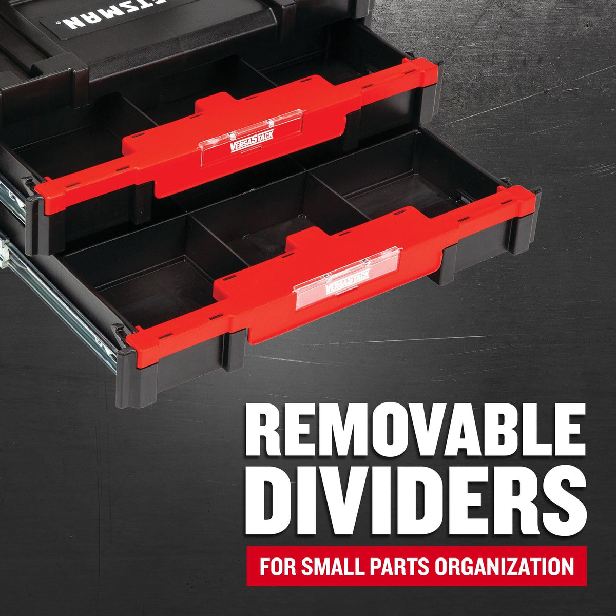 CRAFTSMAN VersaStack removable dividers enable customized drawer space.