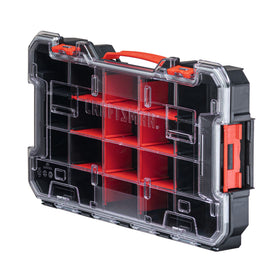 CRAFTSMAN VERSASTACK 20-compartment organizer shown open for quick small-parts access.