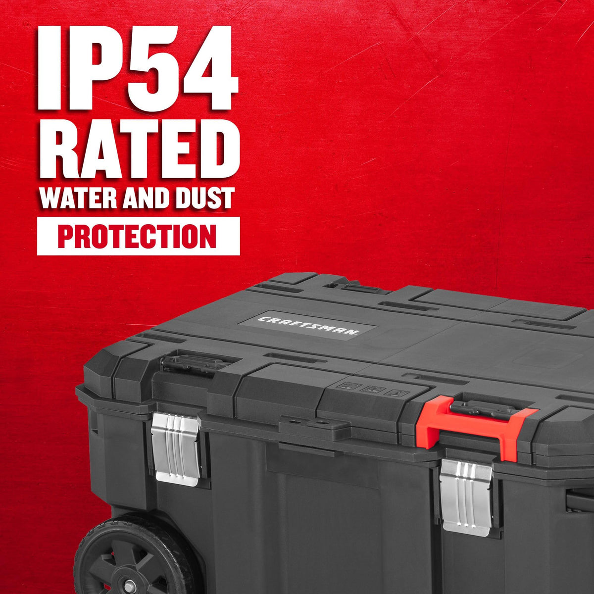 CRAFTSMAN VersaStack 30-Gallon Chest IP54-rated lid area protects contents