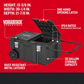 CRAFTSMAN VersaStack 30-Gallon Chest lid-open detail showing easy one-handed access