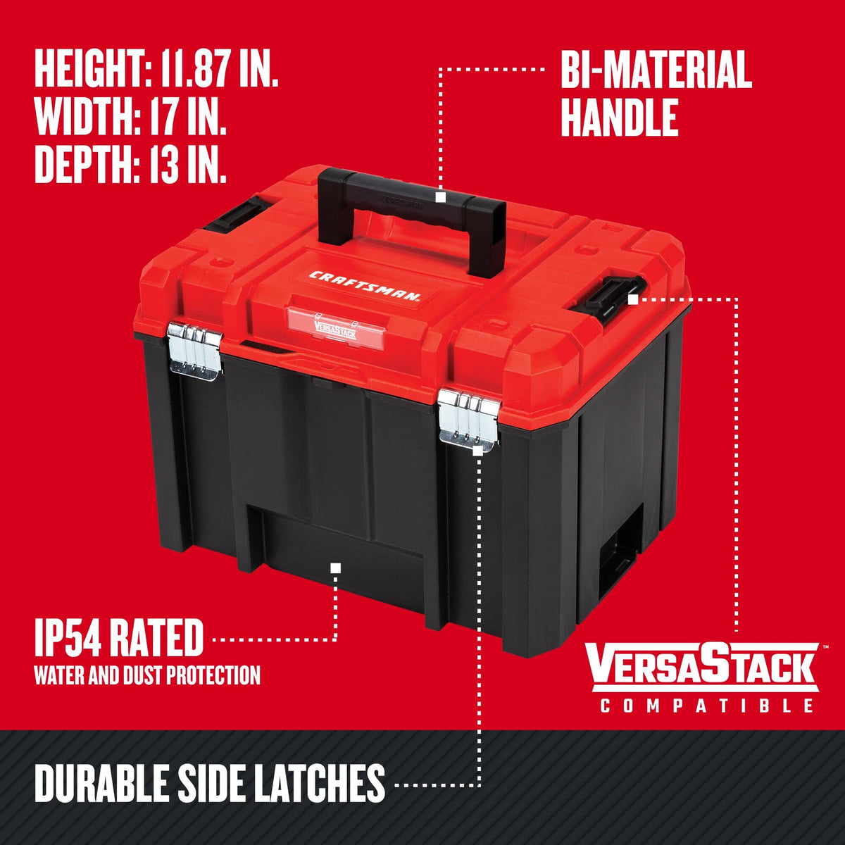 Craftsman VERSASTACK lockable lid showing secure transport