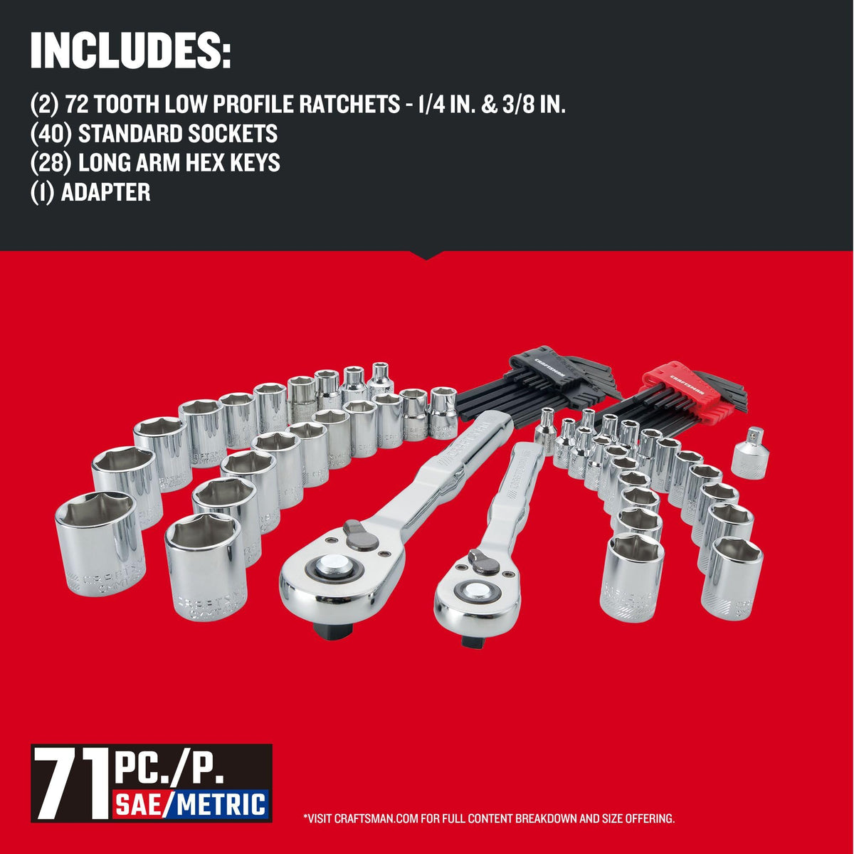 Craftsman Versastack 72-tooth ratchet offers smooth operation in confined spaces
