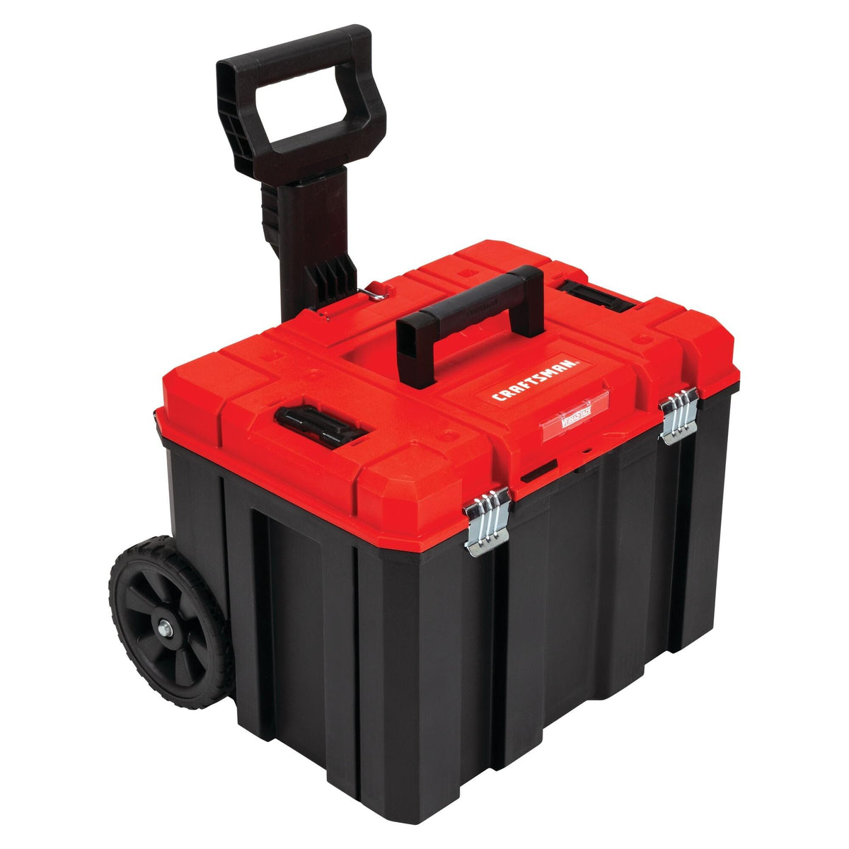Craftsman VERSASTACK rolling tool box with wheels for easy transport and secure organization.