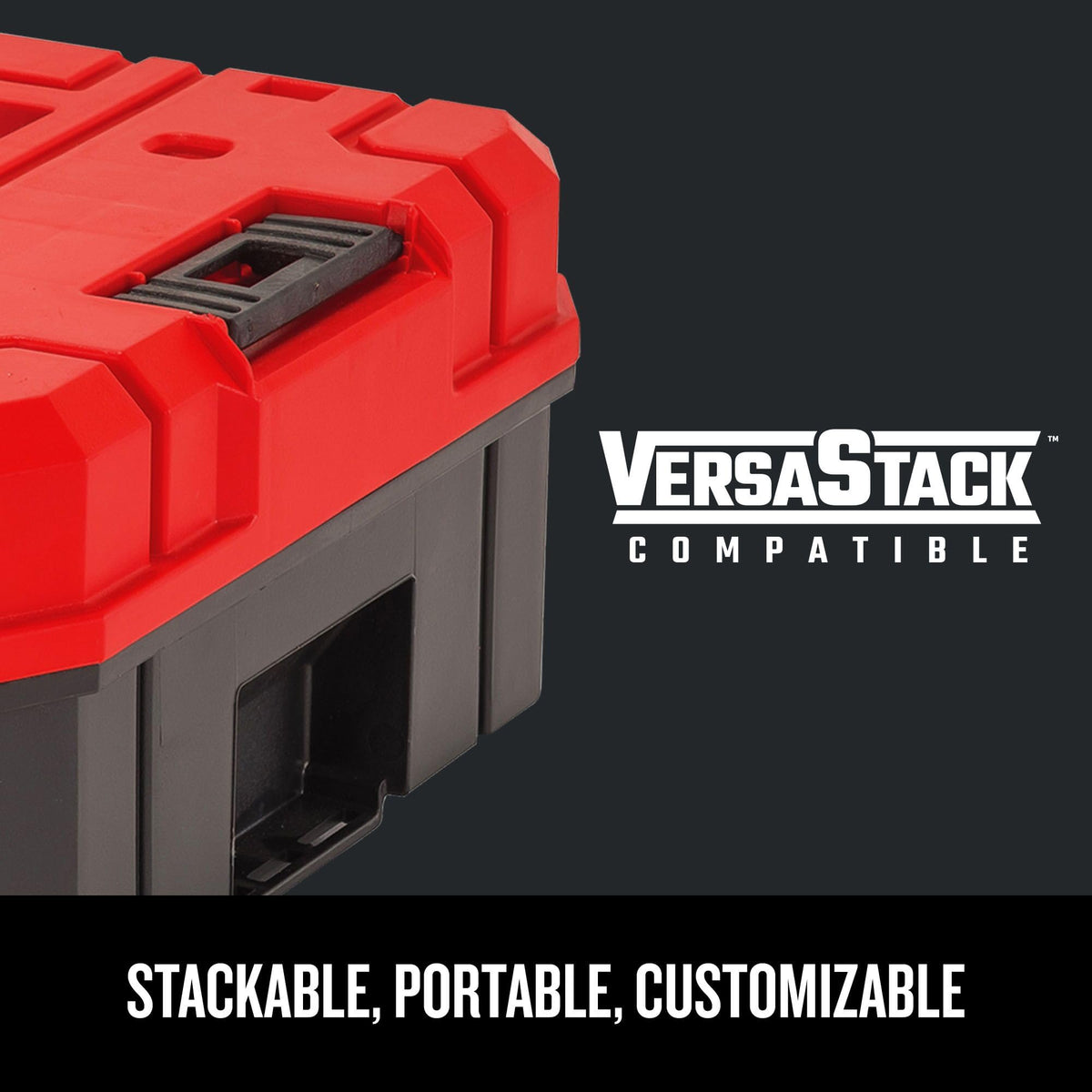 Craftsman Versastack side latches enable secure stacking and portability