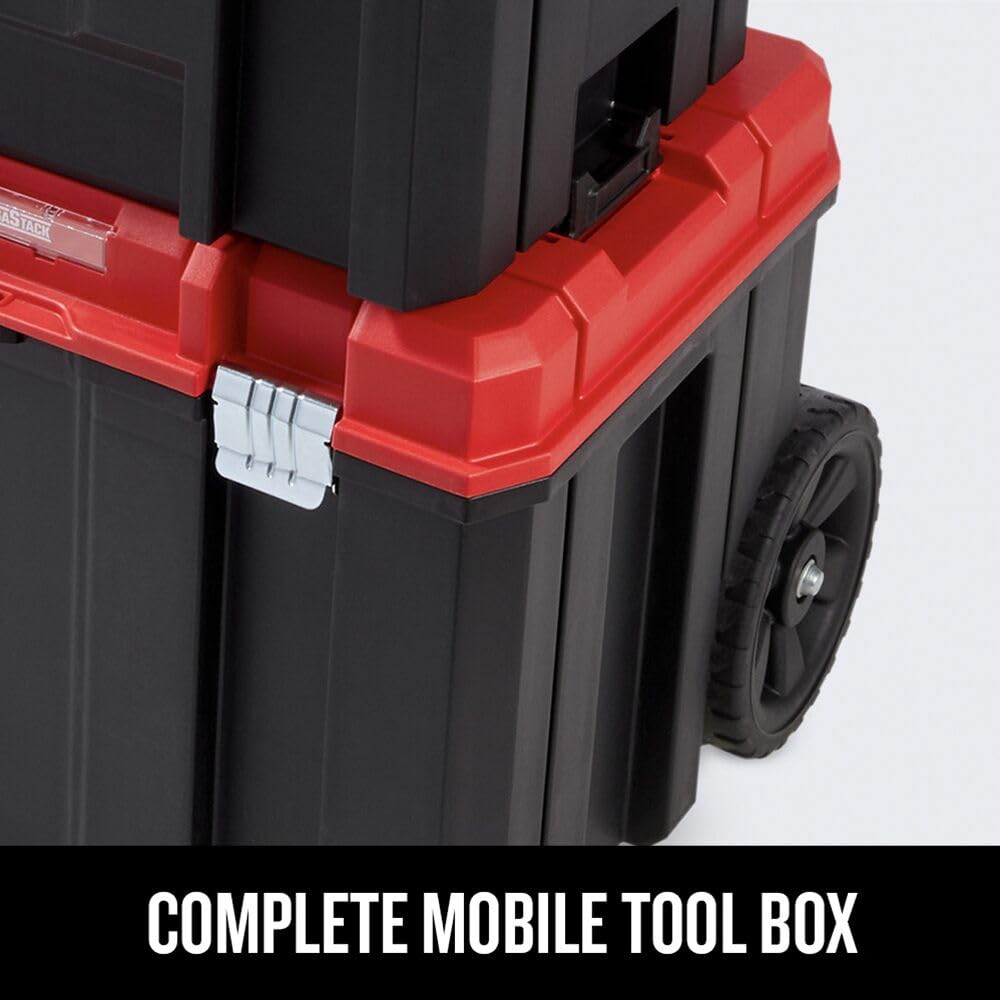 CRAFTSMAN Versastack telescopic handle eases maneuvering and maximizes storage.