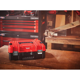 Craftsman Versastack on a workbench for quick reach and organization