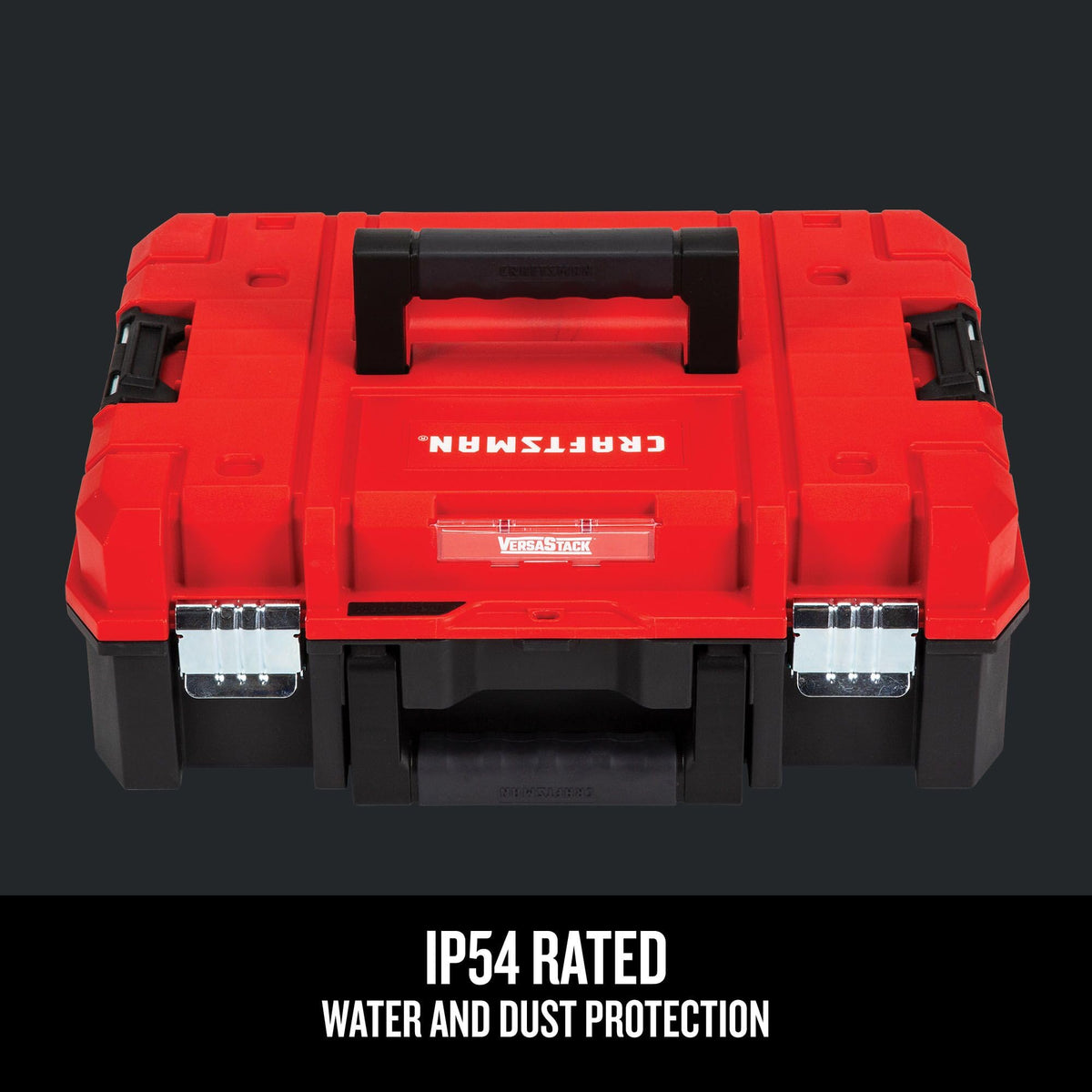 Craftsman Versastack water-sealed lid protects contents outdoors