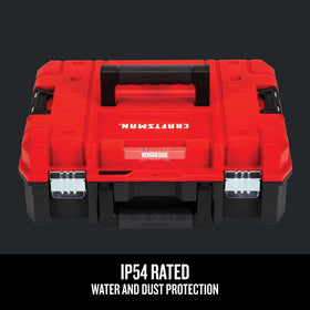 Craftsman Versastack water-sealed lid protects contents outdoors