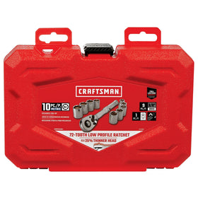 Craftsman workshop scene shows the tool set in automotive and DIY use.