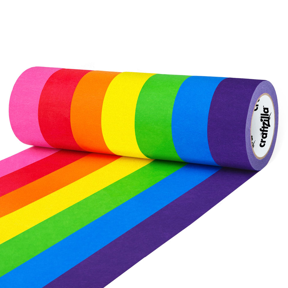 Craftzilla colored masking tape spread showing rainbow colors for crafts and planning