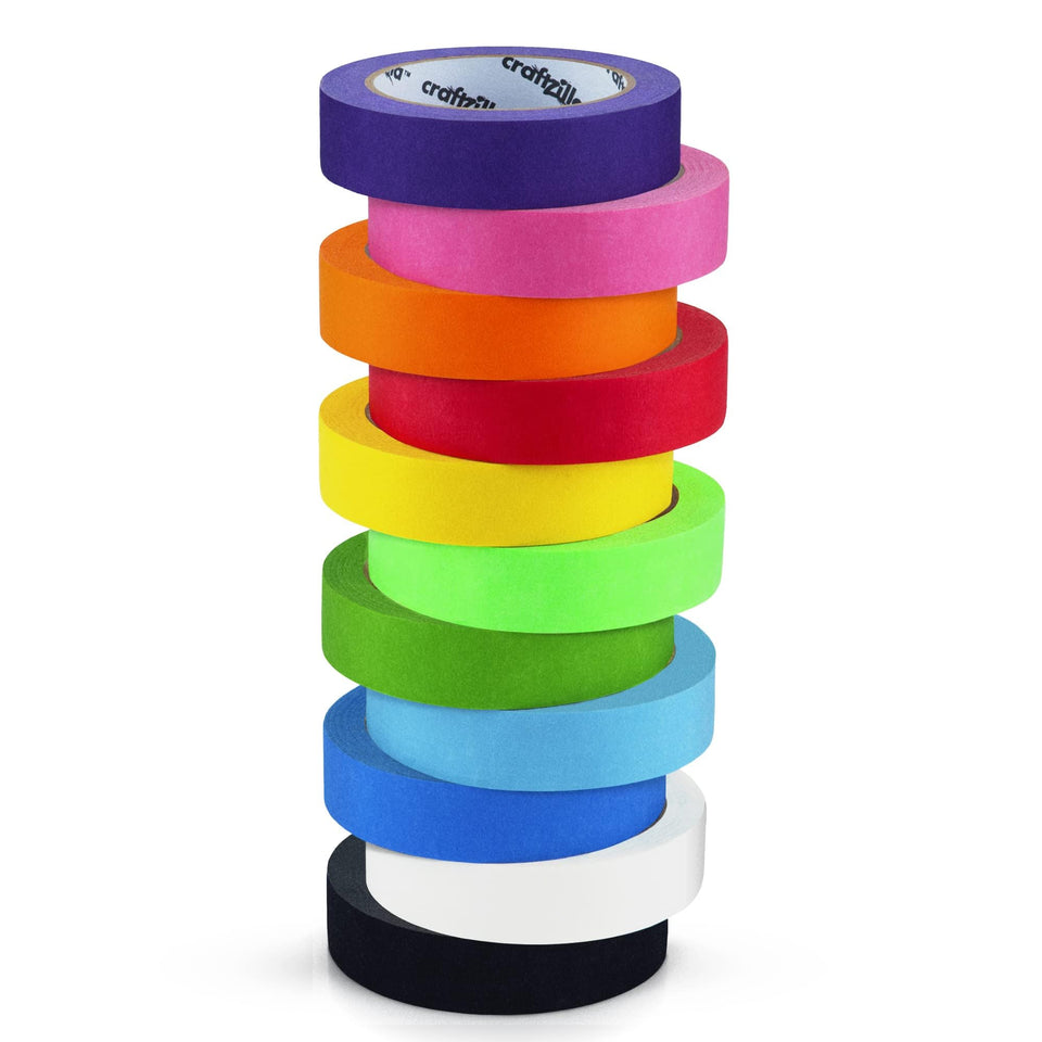 Craftzilla colored masking tape multi-pack of 11 rolls for crafts