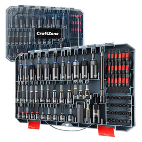 CRAFTZONE 80-piece magnetic impact nut driver set with metric and SAE bits for versatile tightening
