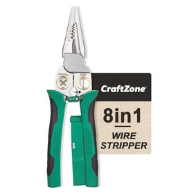 CraftZone 8-in-1 wire stripper with voltage tester, front view, easy handling for quick tasks.