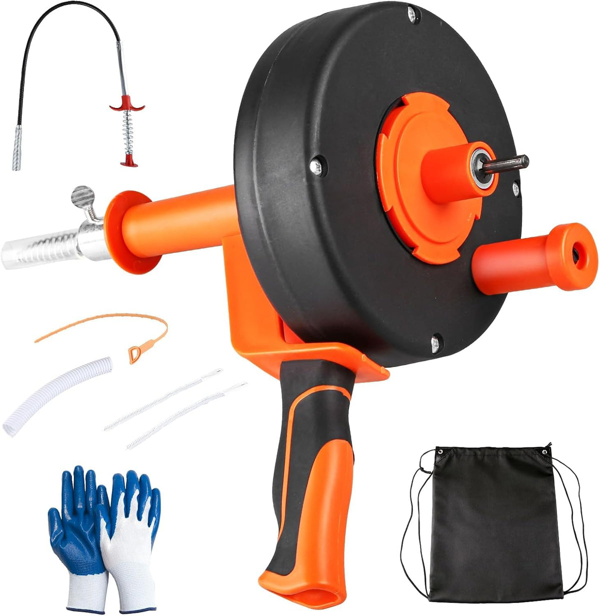 CraftZone drain auger 25ft with flexible cable clears stubborn clogs in sinks