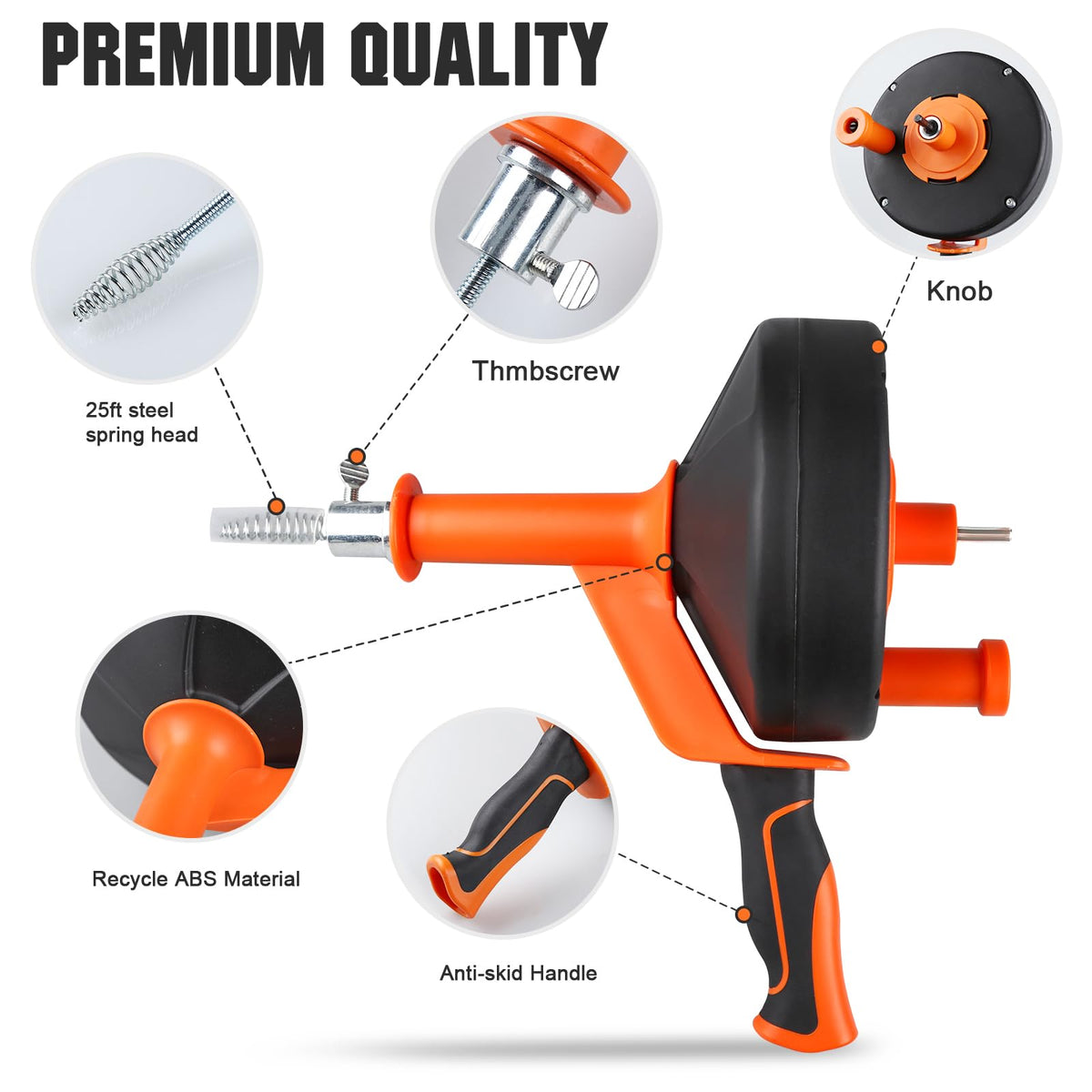 CraftZone drain auger 25ft includes gloves bag and brushes for setup