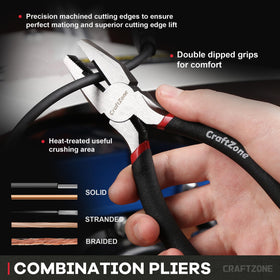 CraftZone linesman pliers for gripping and twisting wires safely