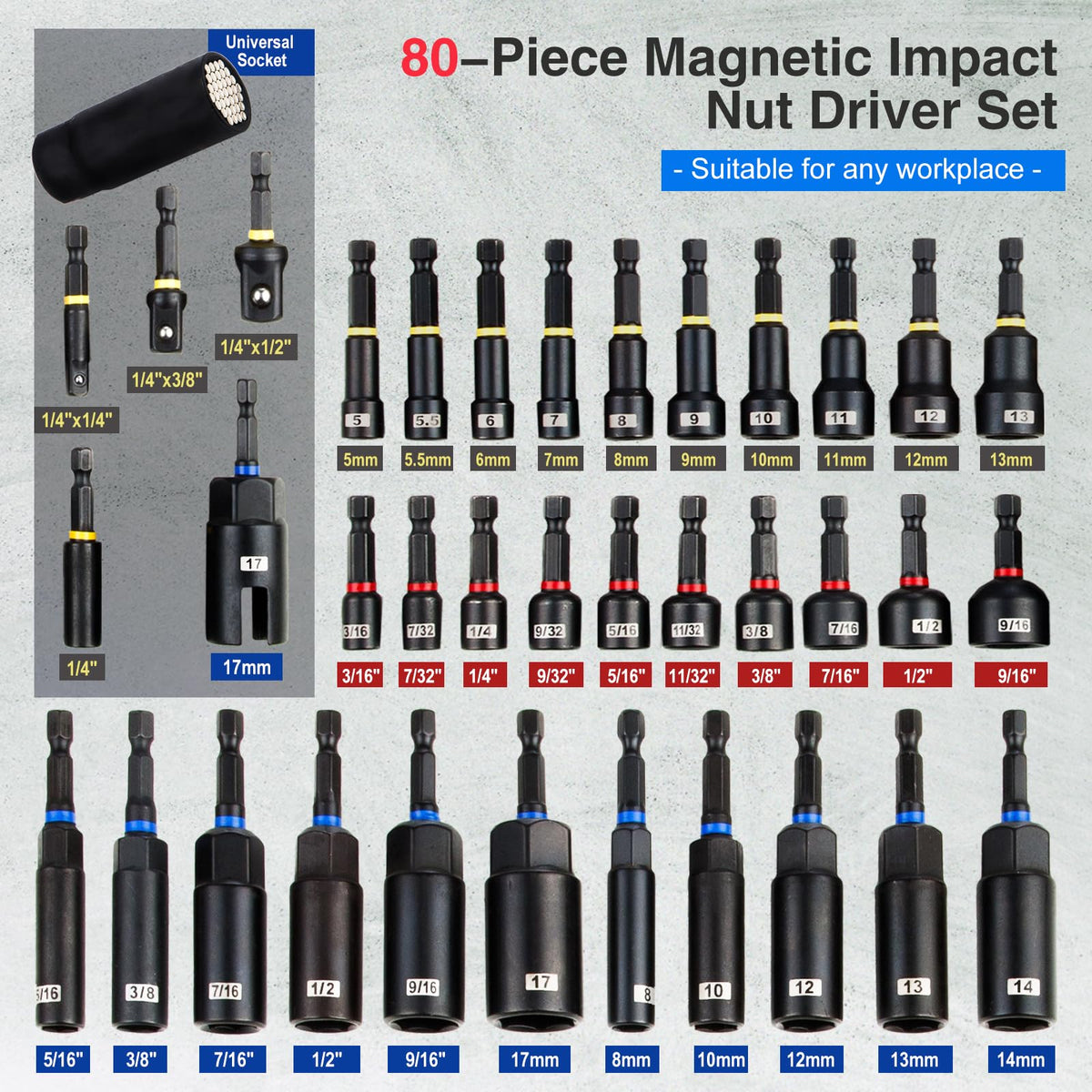 CRAFTZONE magnetic nut drivers and bits provide secure fastener grip during impact work