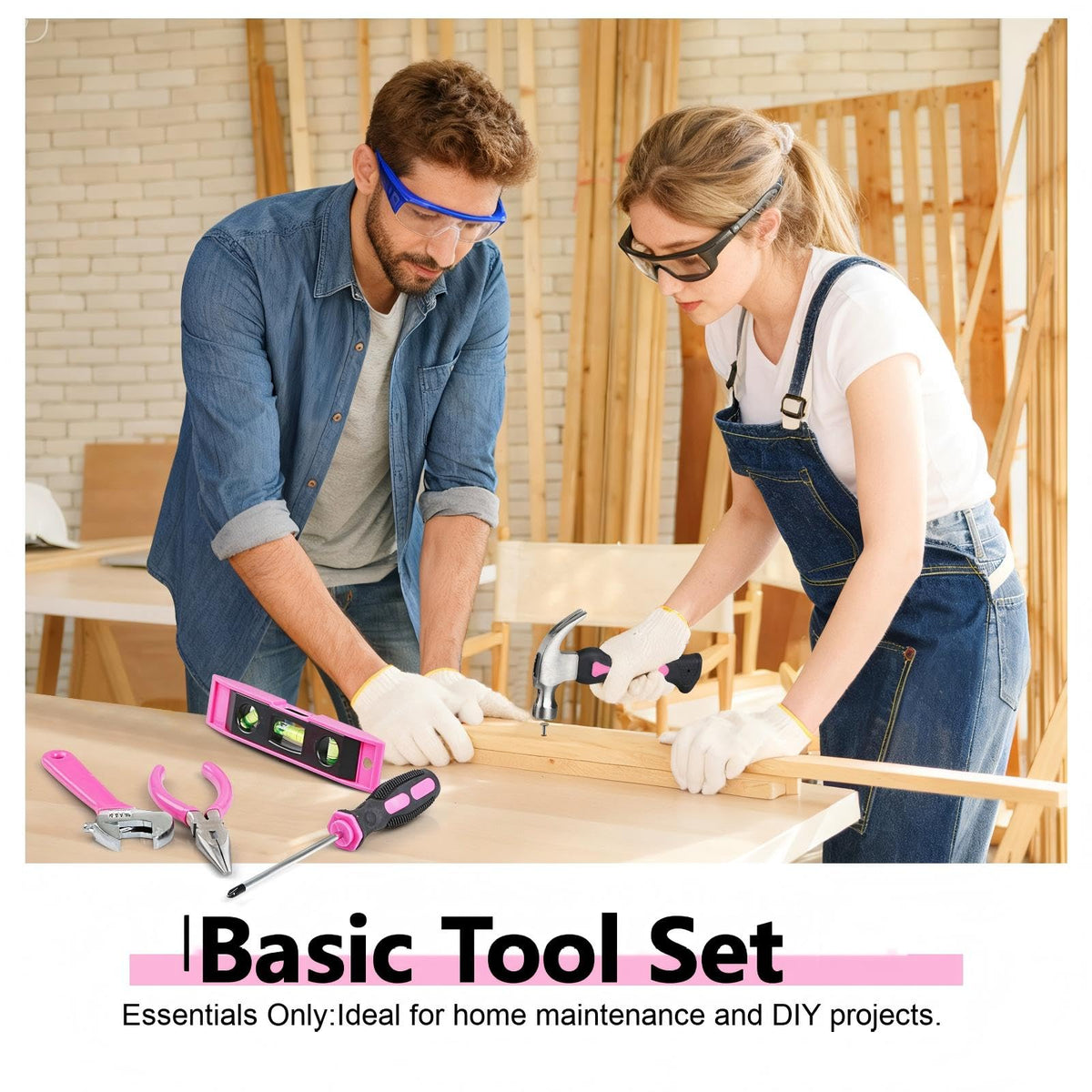 CraftZone pink tool bag with shoulder strap for hands-free transport
