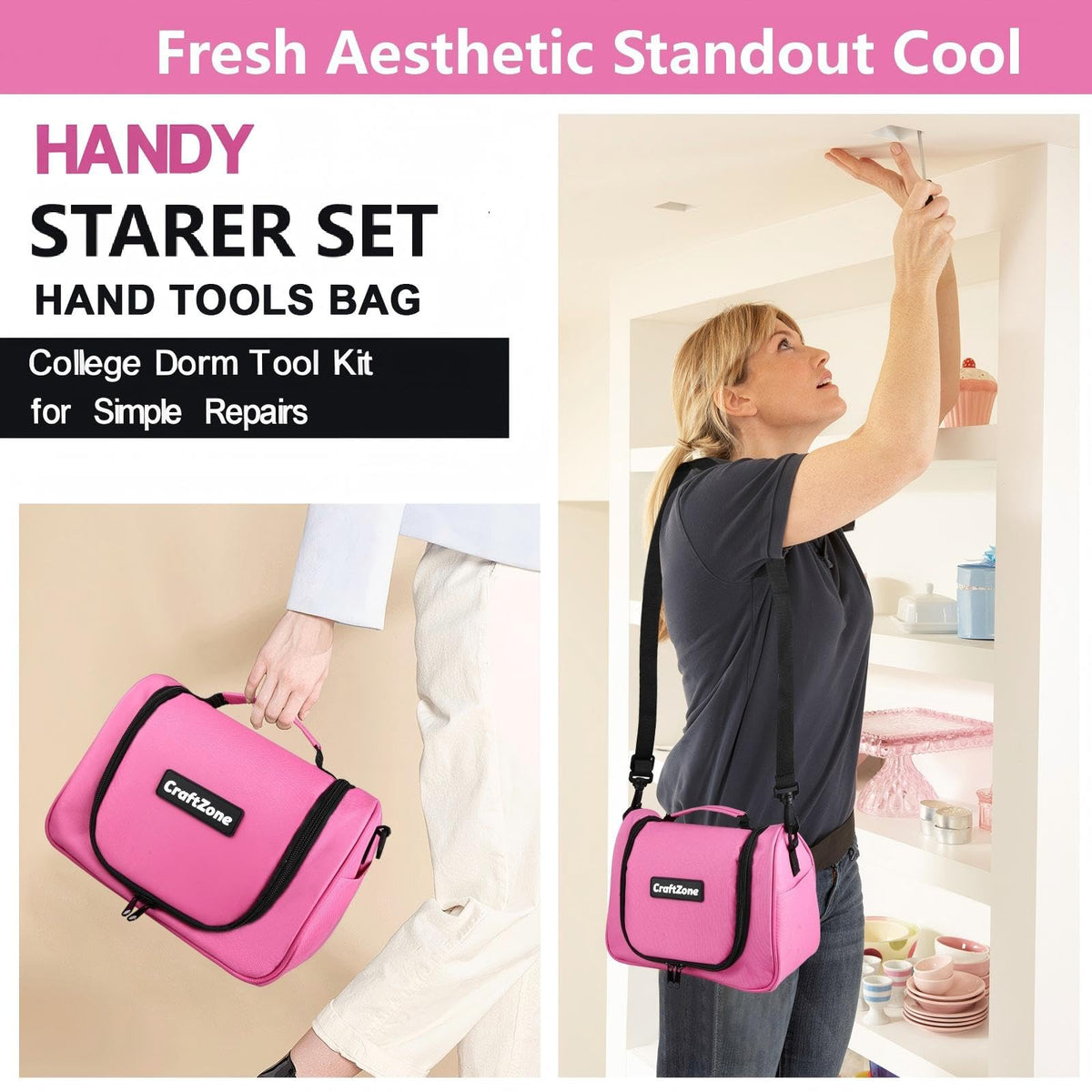 CraftZone pink tool kit dorm edition compact for campus projects