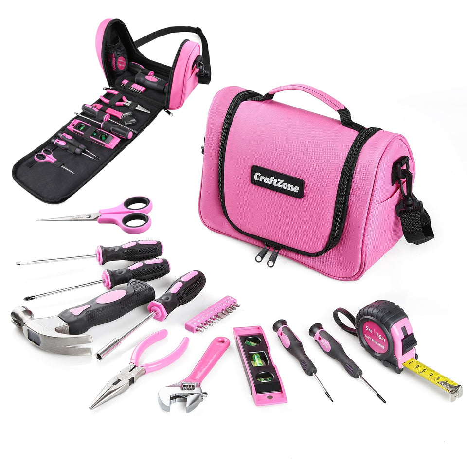 CraftZone pink tool set bag shown for organized home fixes