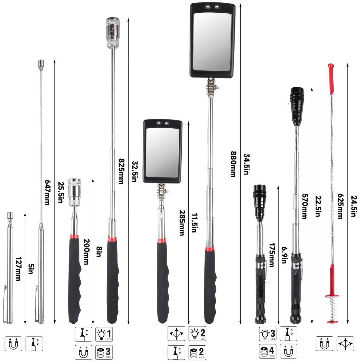 CraftZone 1lb telescoping magnet ideal for small parts in tight spaces.