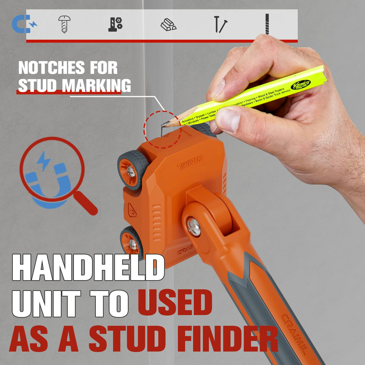 Craimil Hard plastic case protects magnets and keeps tools organized on site.