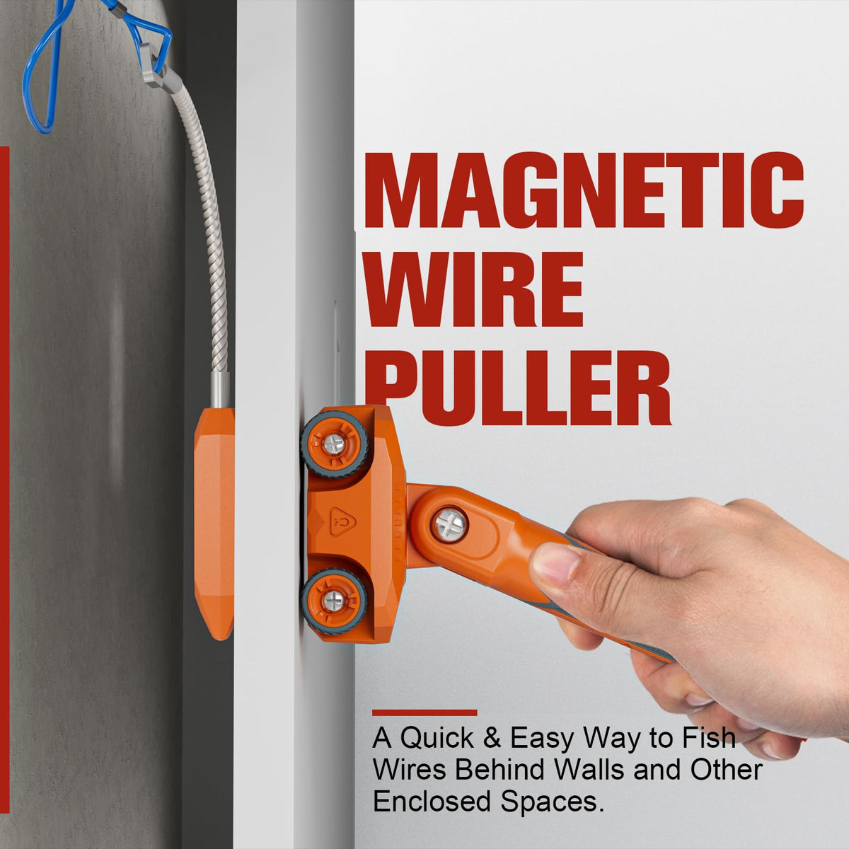 Craimil Magnetic Wire Puller magnets secure wires during pulls in tight spaces.